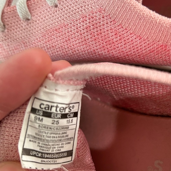 Carter’s Pink cloth/linen slip on shoes-Size 9 Toddler - Picture 2 of 5